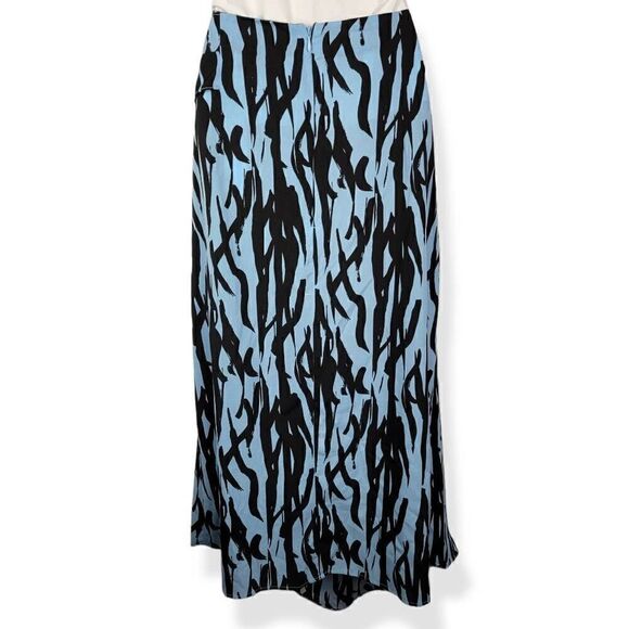 Top Shop Blue Zebra Print Faux Wrap Skirt Size 10 - Picture 3 of 5